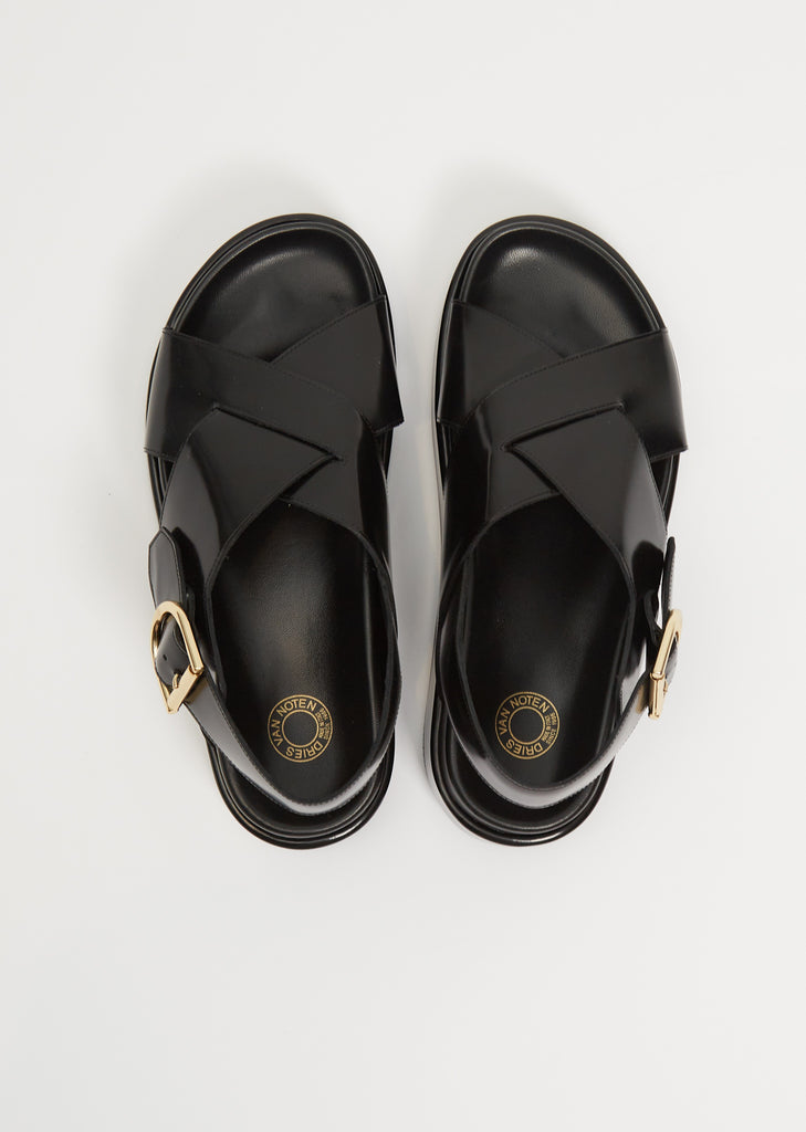 Platform Leather Sandal — Black