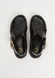 Platform Leather Sandal — Black
