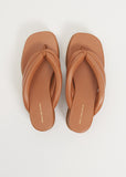 Platform Leather Flip Flop — Beige