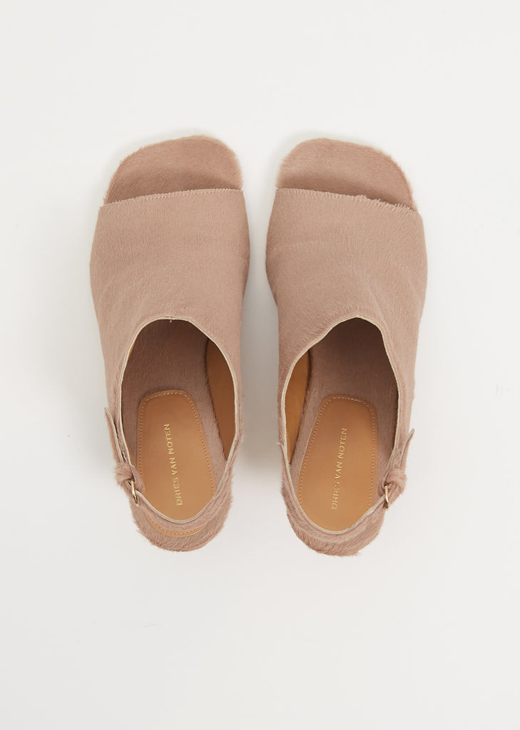 Sling Back Leather Heeled Mule — Sand
