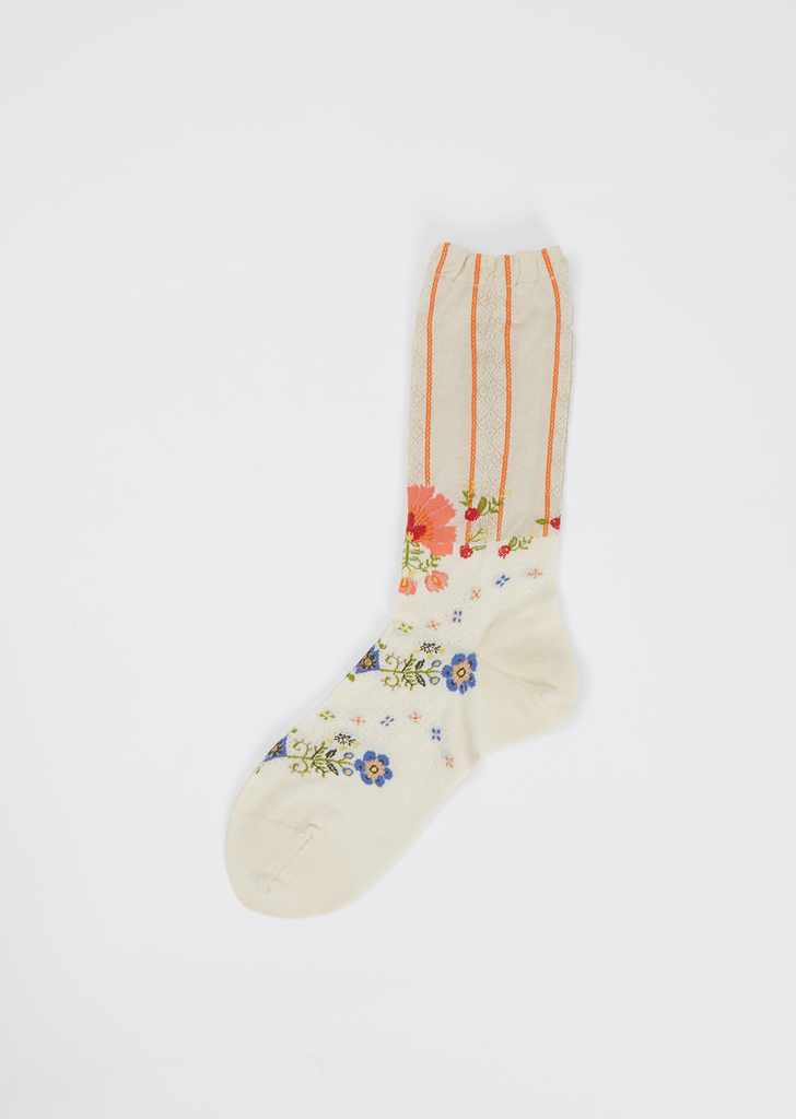 Huipil Flower Socks — Ivory