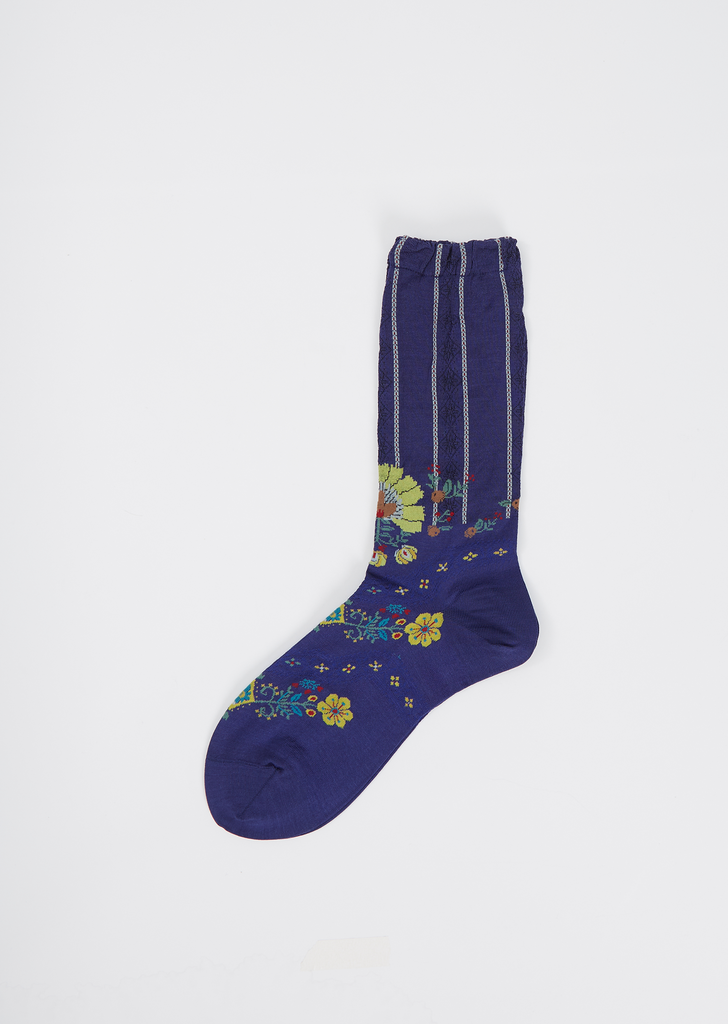 Huipil Flower Socks — Blue