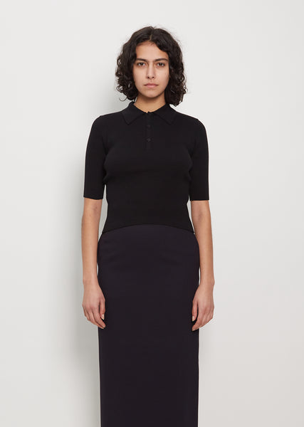 Cotton Giza Rib Knit Polo – La Garçonne