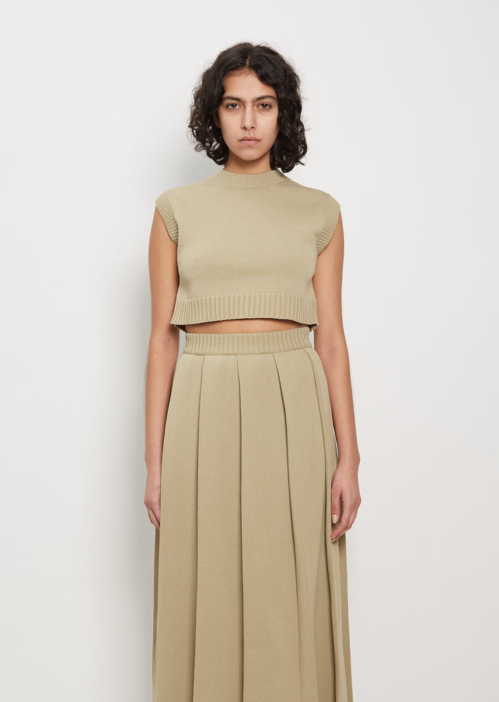 Dry Cotton Knit Vest — Khaki Beige