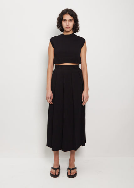 Dry Cotton Knit Pleated Skirt — Black - 0 / Black