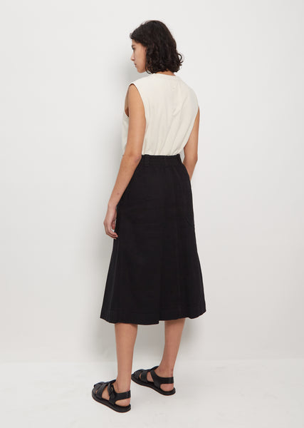 mamekurogouch Cotton Linen Twill Skirt black