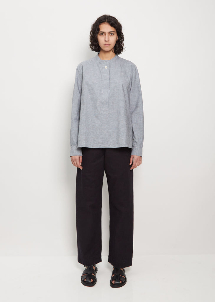 Cotton & Linen Fly Placket Swing Shirt