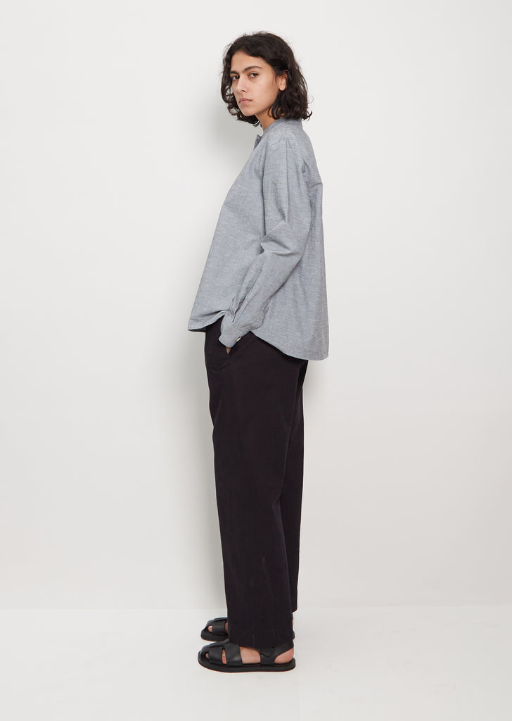 Cotton & Linen Fly Placket Swing Shirt