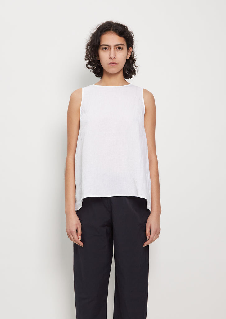 Linen Sleeveless Top — White