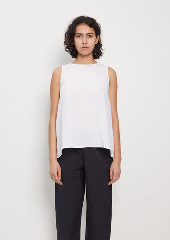 Linen Sleeveless Top — White