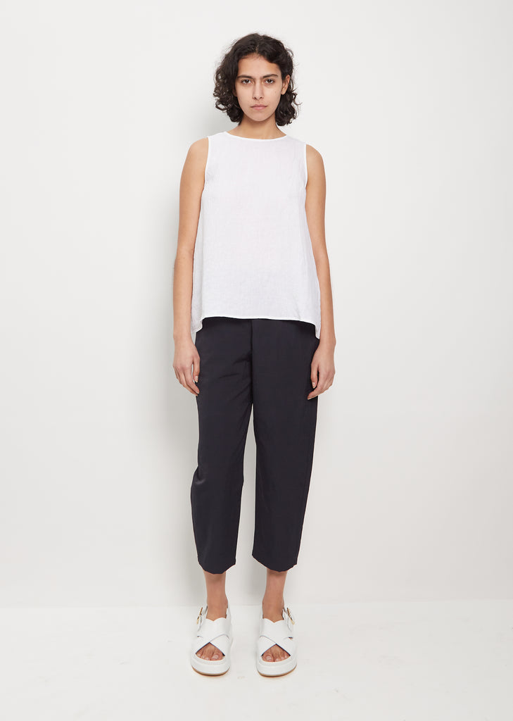 Linen Sleeveless Top — White