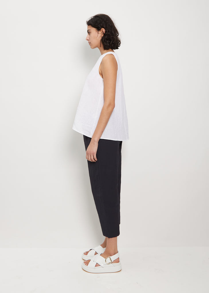 Linen Sleeveless Top — White