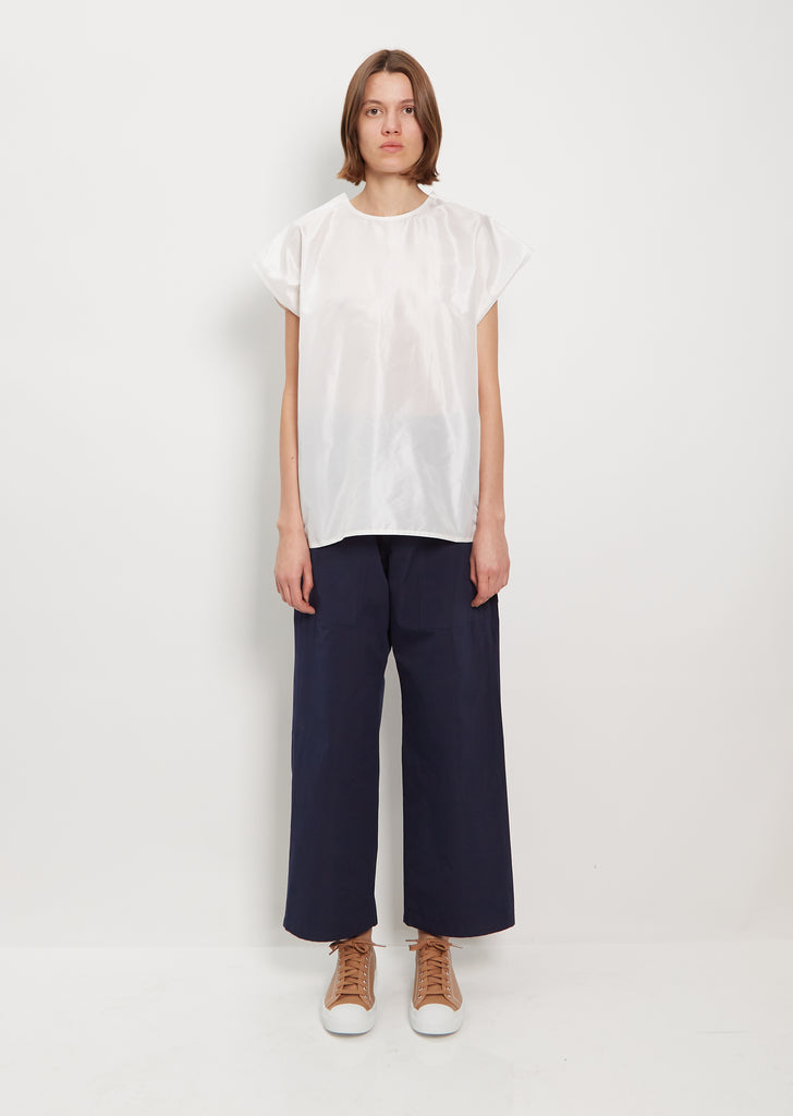 Bess Silk Taffeta Top — White