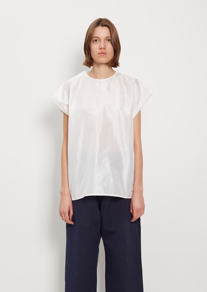 Bess Silk Taffeta Top — White