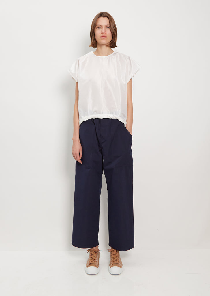 Power Wide Patch Cotton Taffeta Pant — Dark Navy