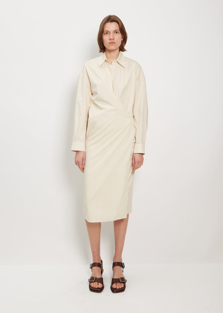Straight Collar Twisted Cotton Dress