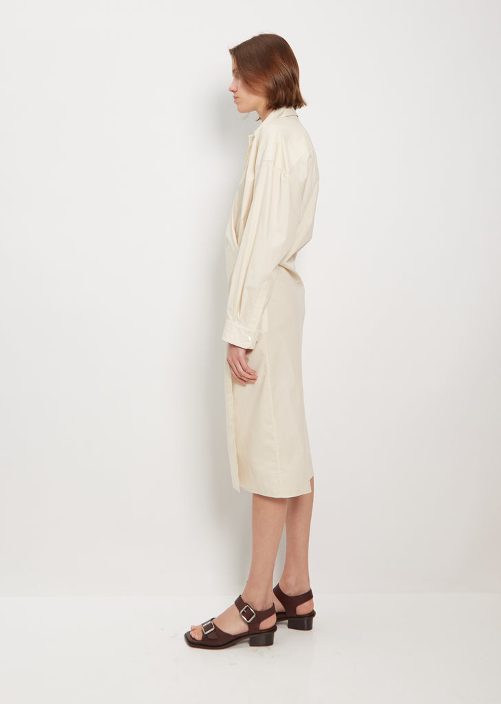 Straight Collar Twisted Cotton Dress