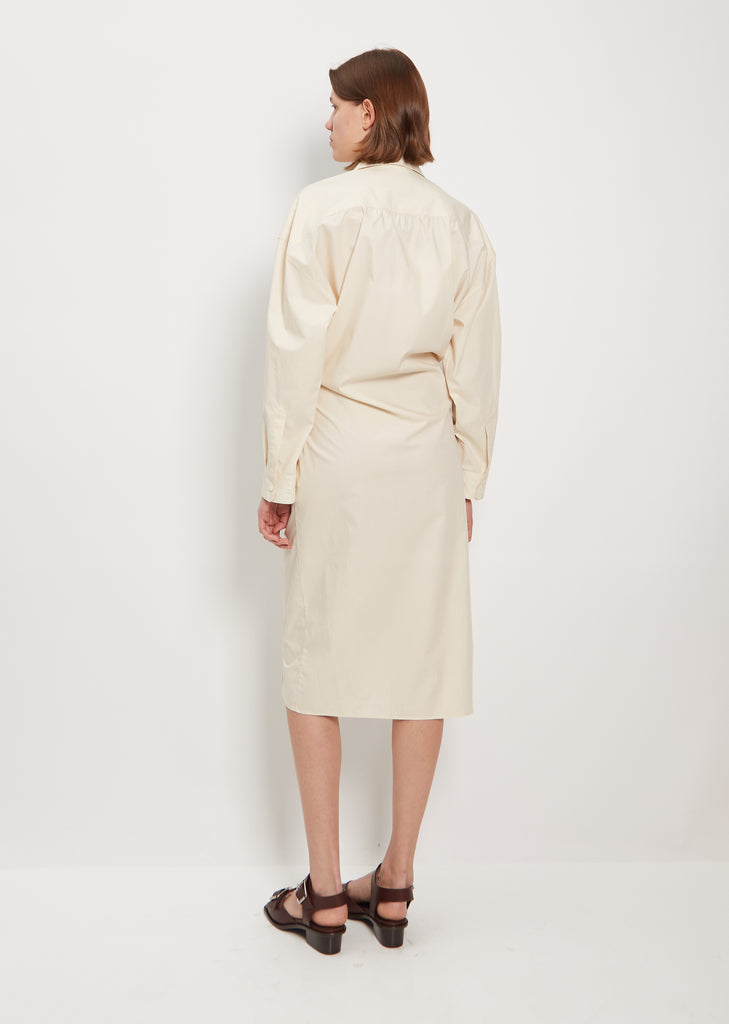 Straight Collar Twisted Cotton Dress