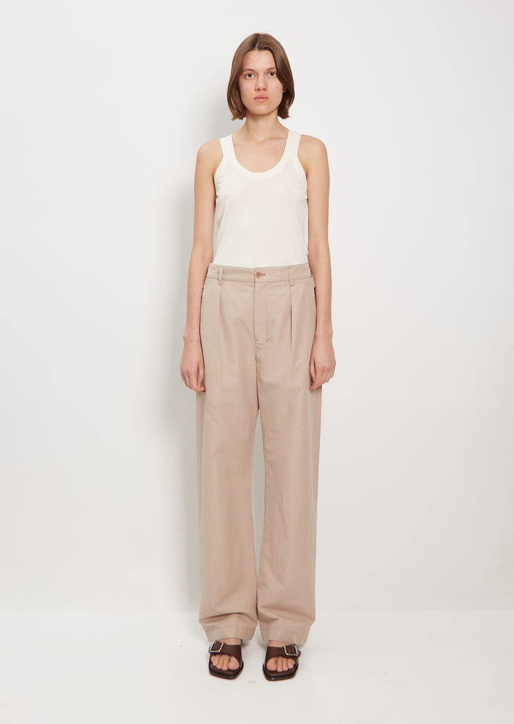 Pleated Straight Linen Cotton Pants