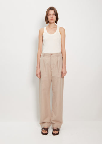 Pleated Straight Linen Cotton Pants