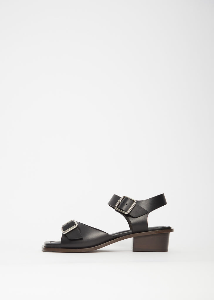 Square Heeled Sandals — Black