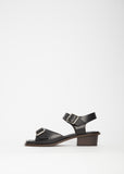 Square Heeled Sandals — Black