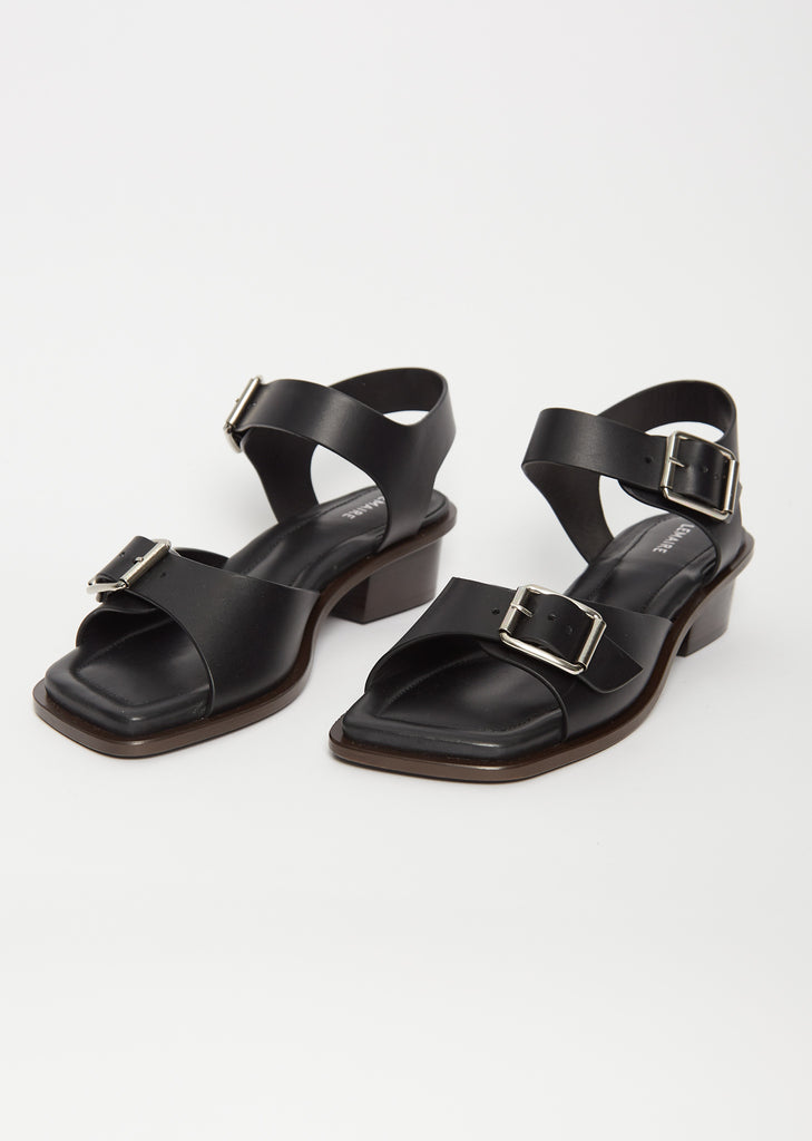 Square Heeled Sandals — Black