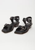 Square Heeled Sandals — Black