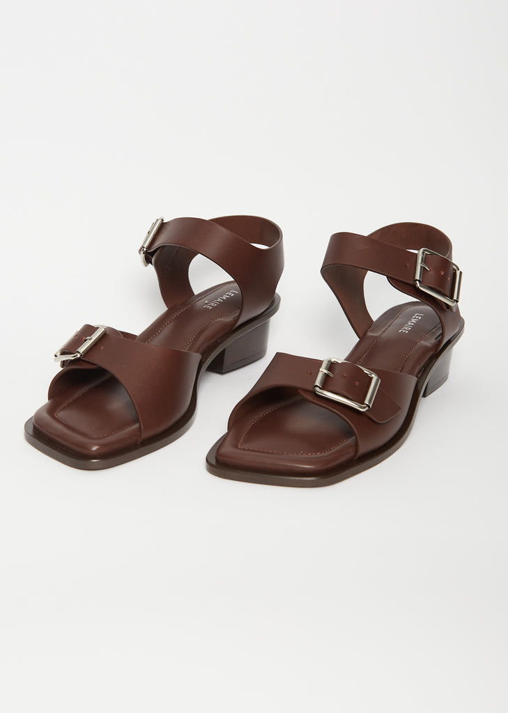 Square Heeled Sandals — Chocolate Fondant