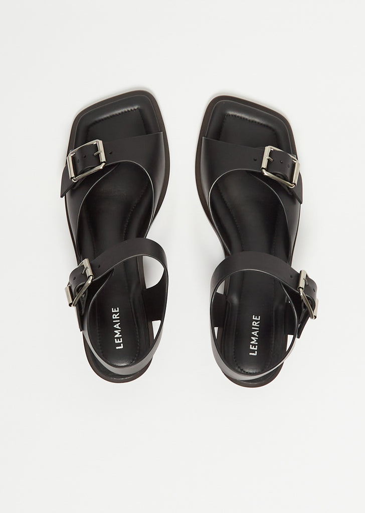 Square Heeled Sandals — Black