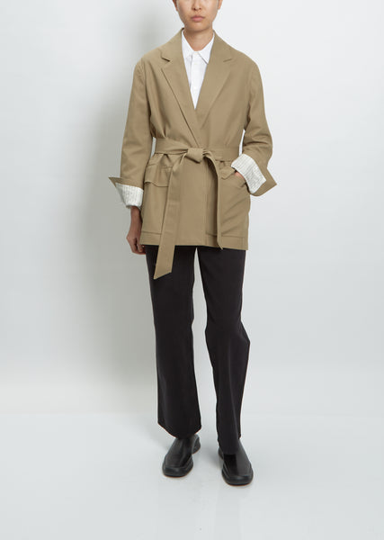 【PORTERNA】Mei Hair Blazer Suit jacket with chain belt Black / Gray For Women | Maje
