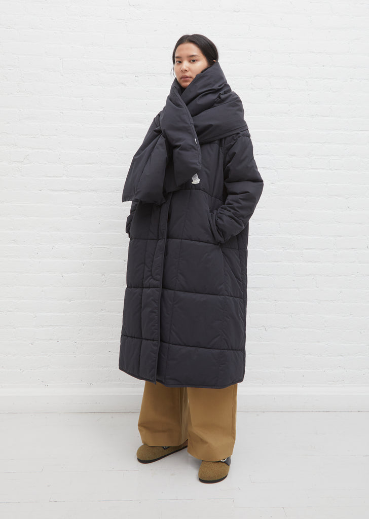 Plume Down Cotton Scarf — Dark Navy