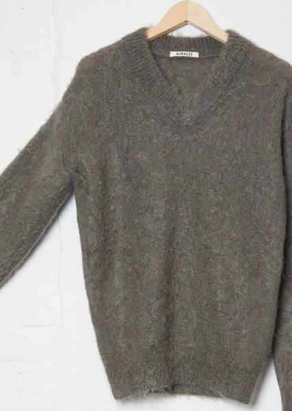 Brushed Mohair V-Neck Knit