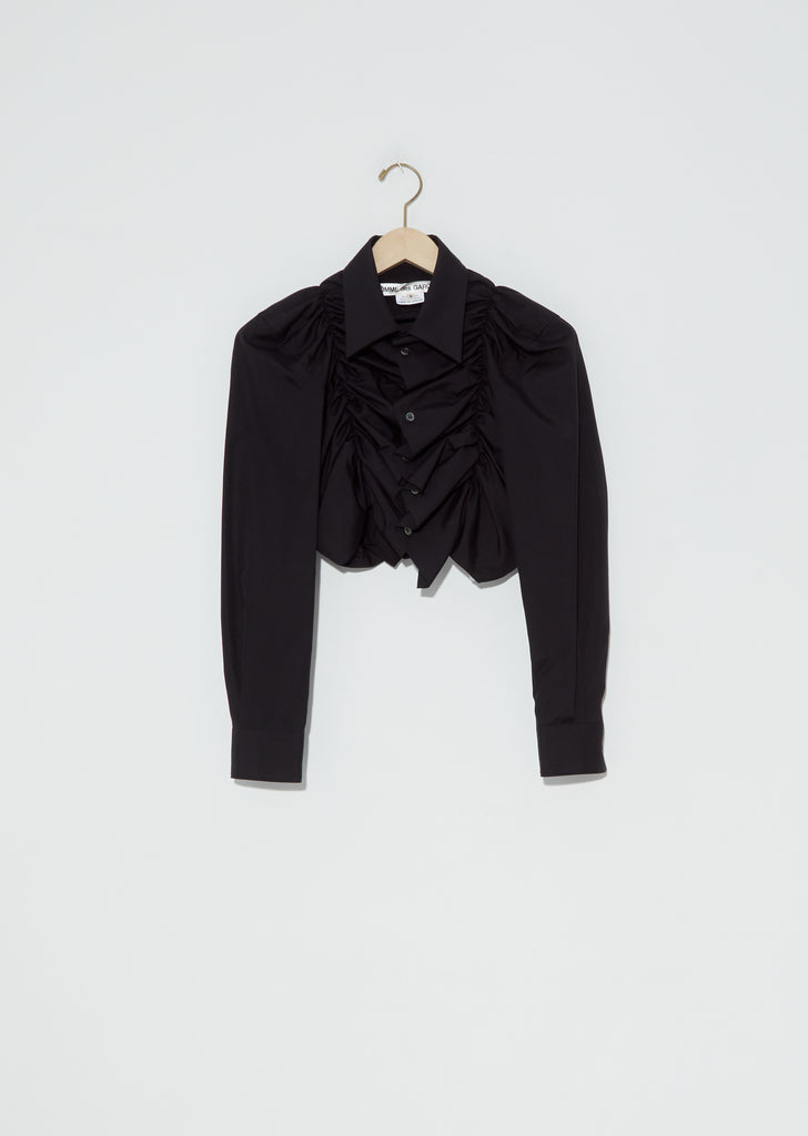 Draped Front Cropped Shirt — Black