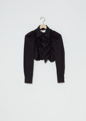 Draped Front Cropped Shirt — Black