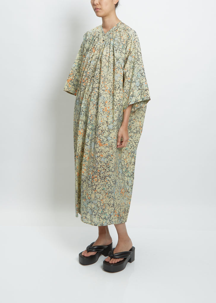 Pleated Shirt Dress — Pale Sage/Coral