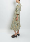 Pleated Shirt Dress — Pale Sage/Coral