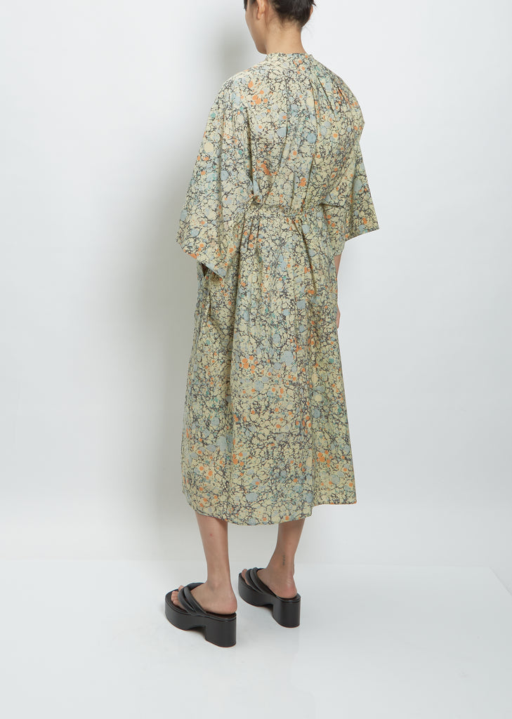 Pleated Shirt Dress — Pale Sage/Coral