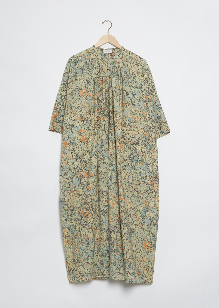 Pleated Shirt Dress — Pale Sage/Coral