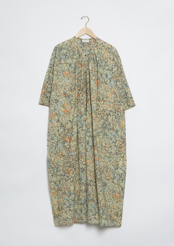 Pleated Shirt Dress — Pale Sage/Coral