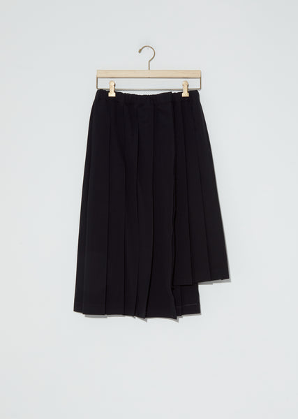 Pleated Asymmetric Skirt - S / Black