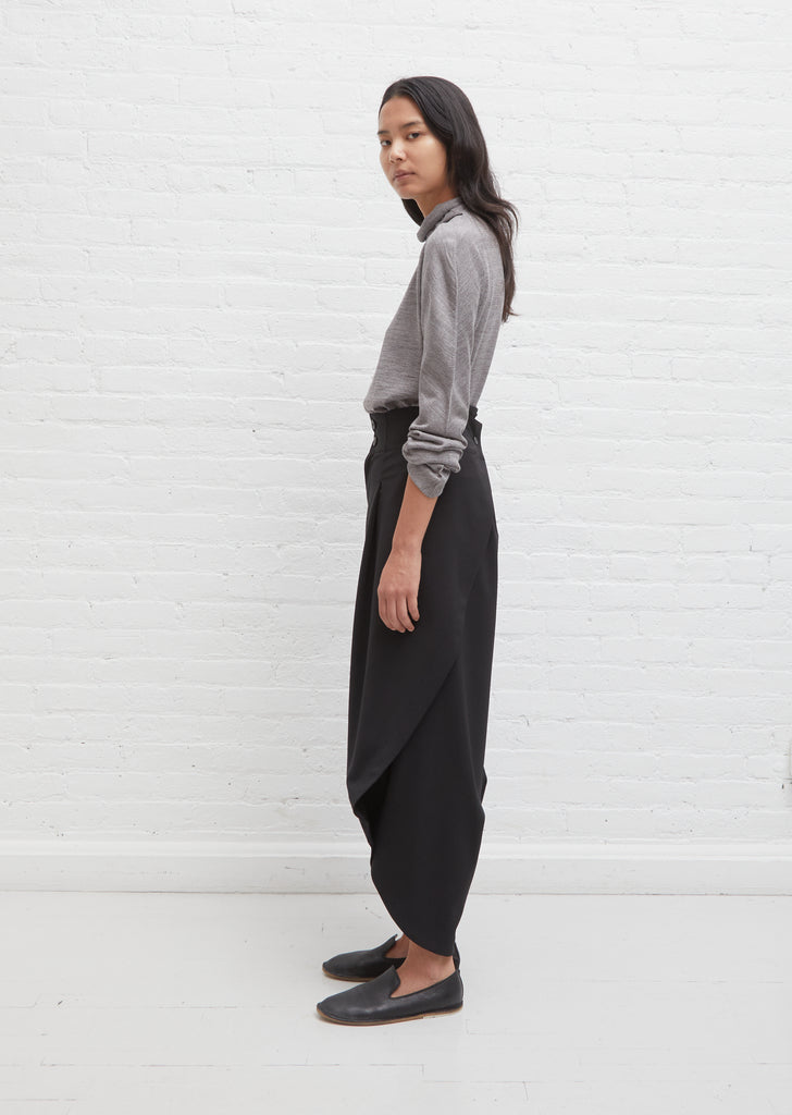 Overlap Balloon Trousers — Black