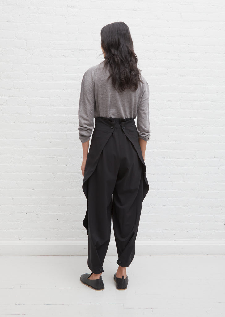 Overlap Balloon Trousers — Black