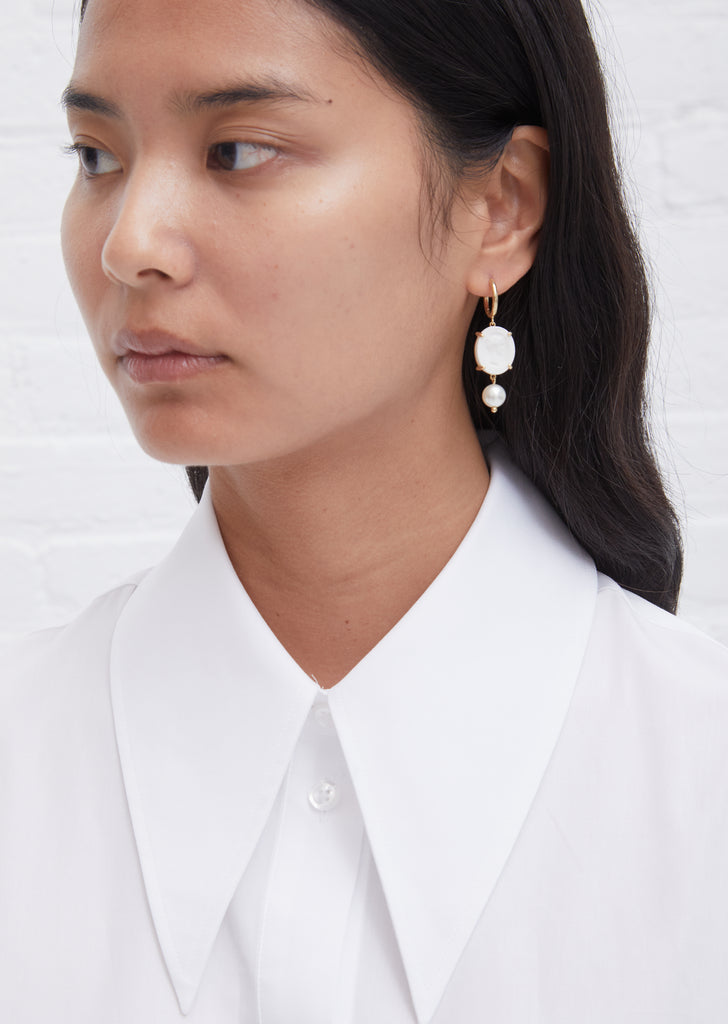Porcelain Cameo & Pearl Earring