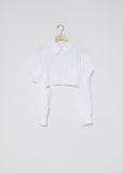 Draped Sleeve Cropped Shirt — White