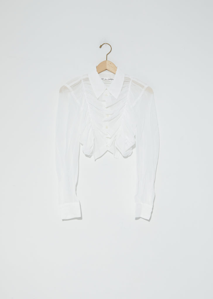 Sheer Draped Cropped Blouse