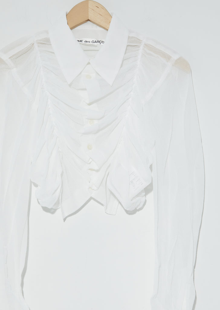 Sheer Draped Cropped Blouse