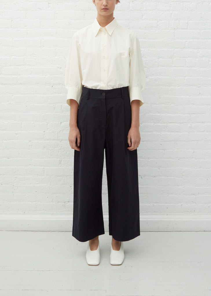 Greta Cotton Pants — Dark Navy