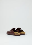 Leather Loafer Mules — Brown