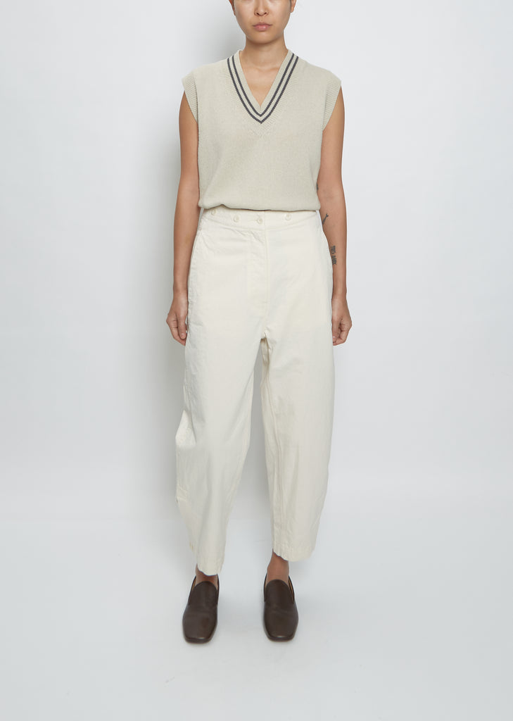 Cropped Ankle Vent Trouser — Natural